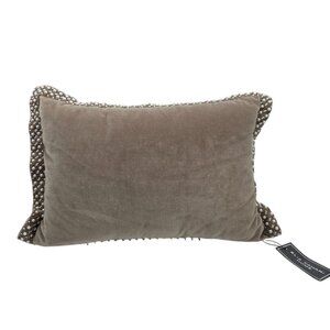 Elie Tahari Home Velvet Beaded Accent Pillow Brown‎ 18"x10"